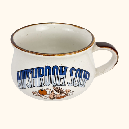 Vintage 1970s Soup Mugs Mushroom Oxtail Soup - Set of 2 Sunshine Thrift