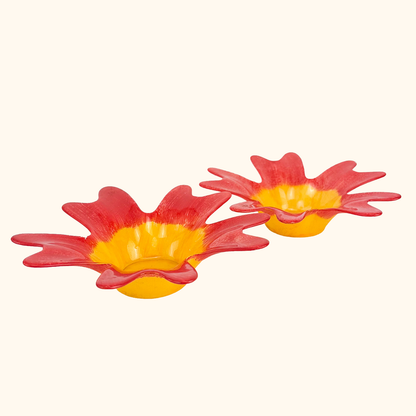 Art Glass Flower Candle Holders - Set of 2 Sunshine Thrift