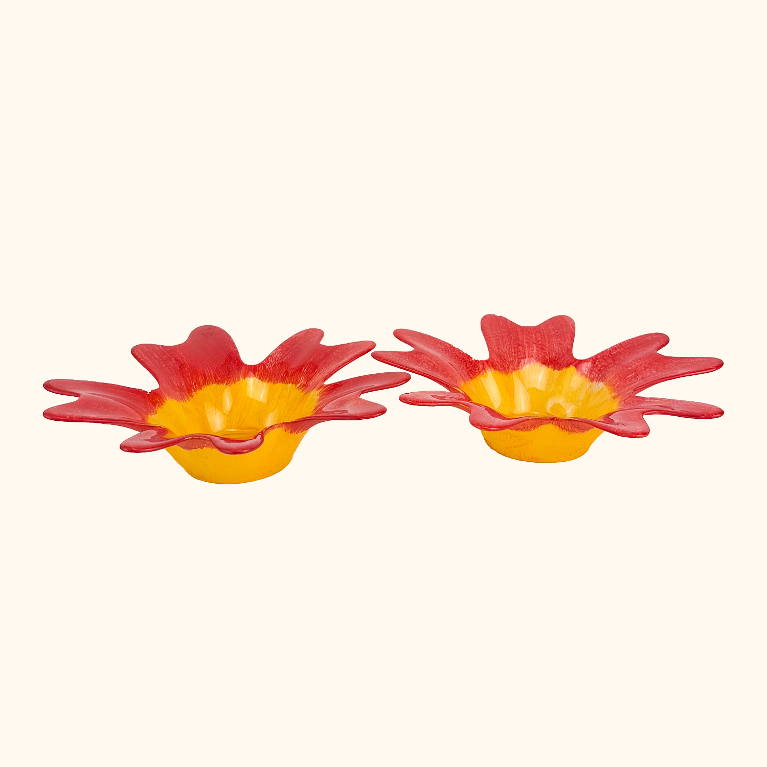 Art Glass Flower Candle Holders - Set of 2 Sunshine Thrift