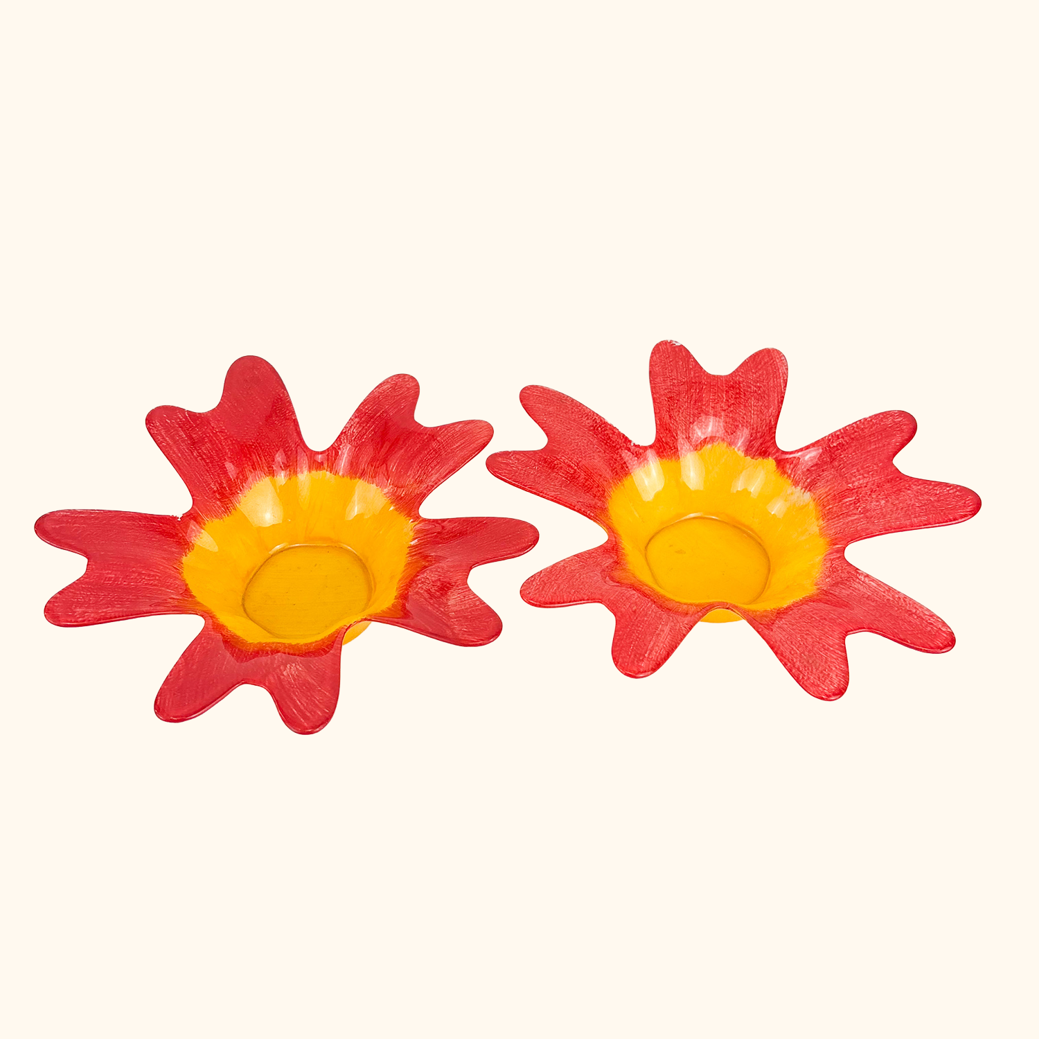 Art Glass Flower Candle Holders - Set of 2 Sunshine Thrift