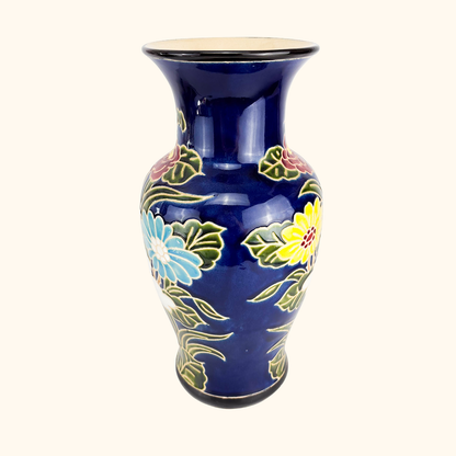 Mid Century Blue Lotus Large Standing Vase Sunshine Thrift