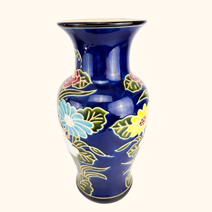 Mid Century Blue Lotus Large Standing Vase Sunshine Thrift