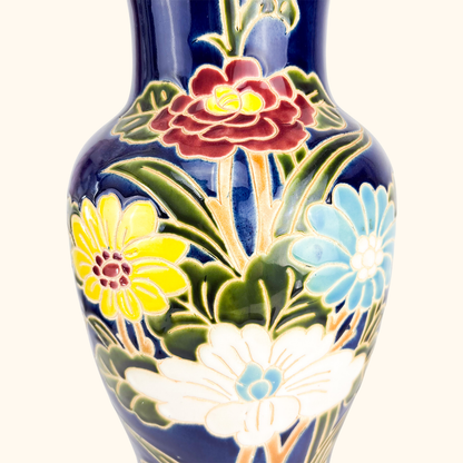 Mid Century Blue Lotus Large Standing Vase Sunshine Thrift