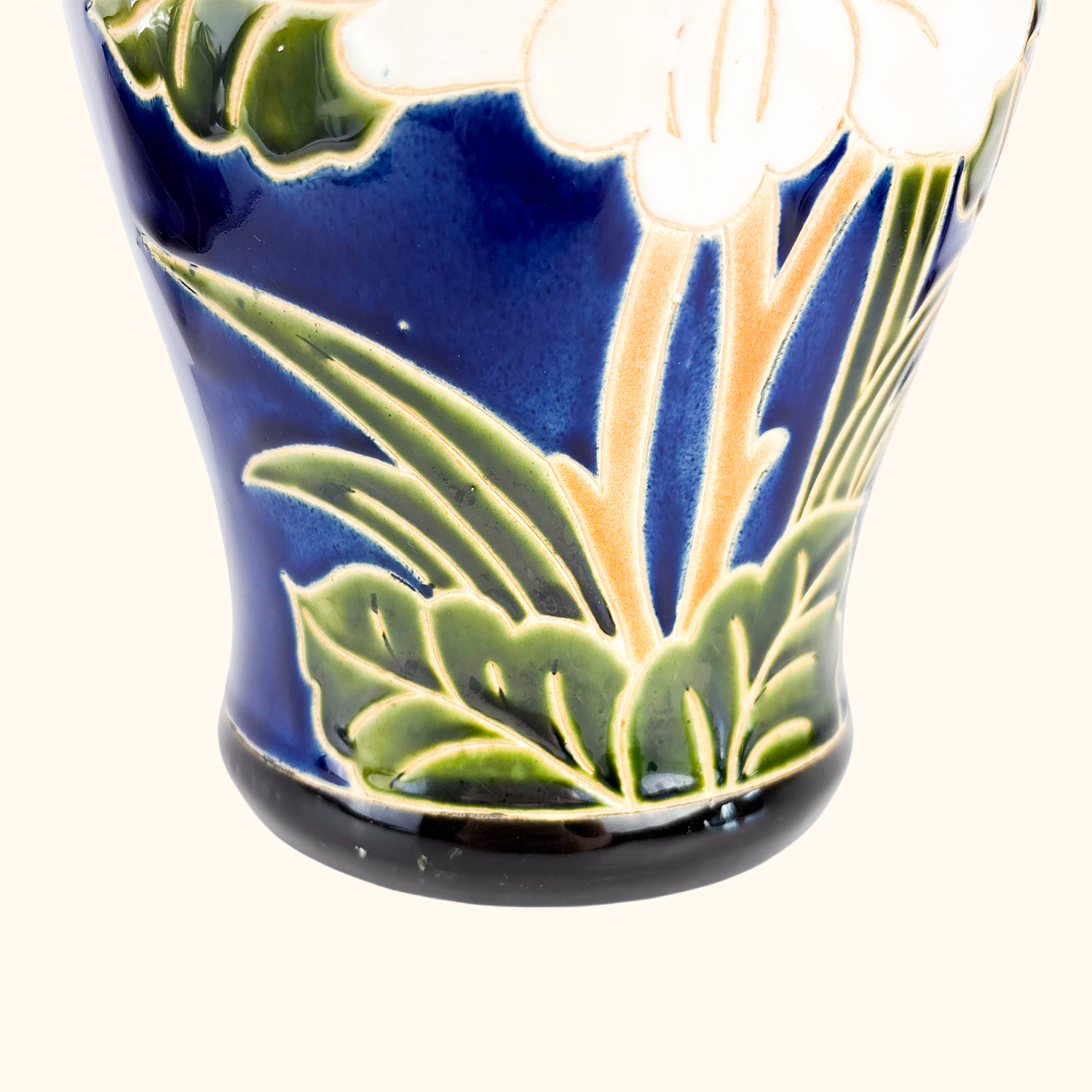 Mid Century Blue Lotus Large Standing Vase Sunshine Thrift
