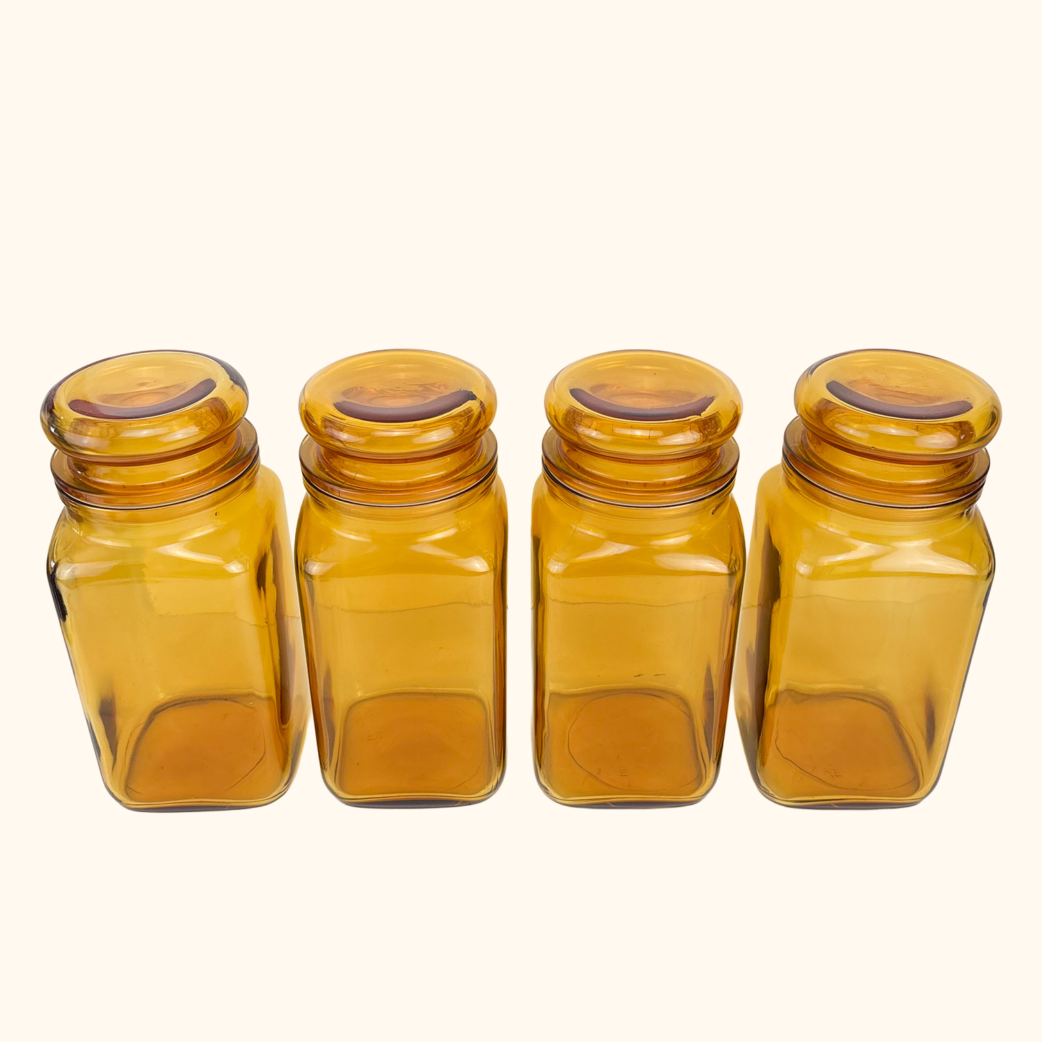 Bormioli Amber Glass Storage Jars with Lid - Set of 4 Luigi Bormioli