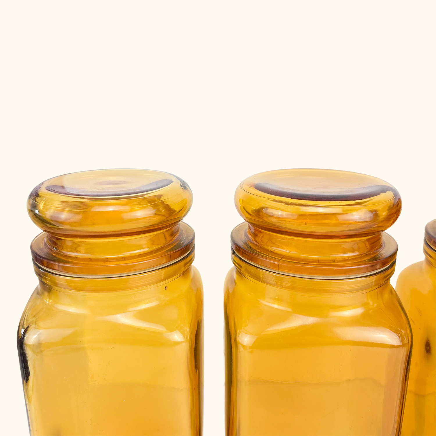 Bormioli Amber Glass Storage Jars with Lid - Set of 4 Luigi Bormioli