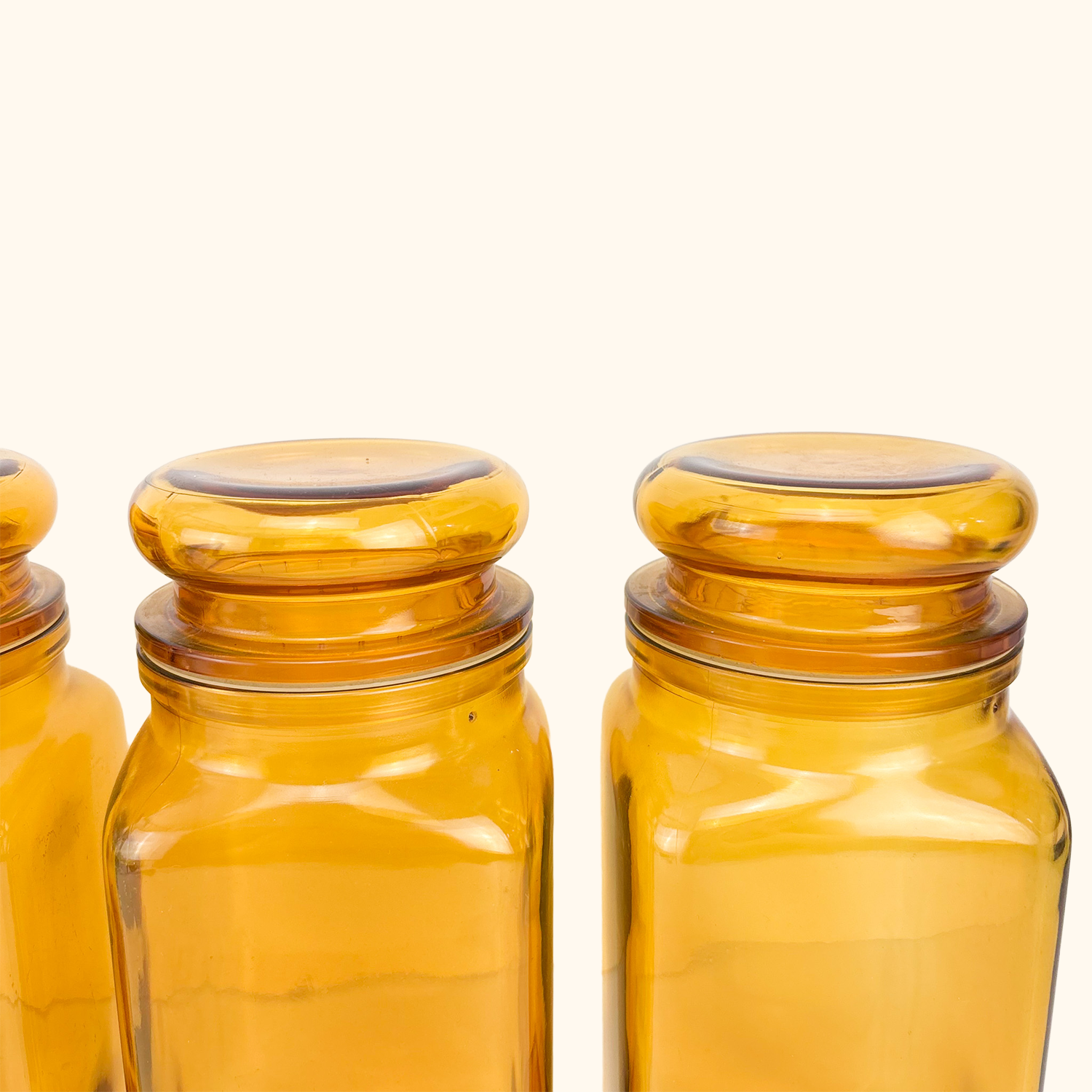 Bormioli Amber Glass Storage Jars with Lid - Set of 4 Luigi Bormioli