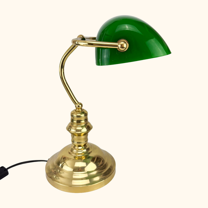 Bankers Desk Lamp With Green Glass Shade Sunshine Thrift
