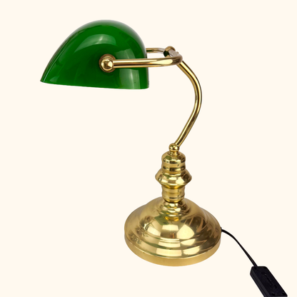 Bankers Desk Lamp With Green Glass Shade Sunshine Thrift