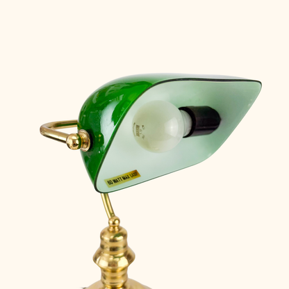 Bankers Desk Lamp With Green Glass Shade Sunshine Thrift