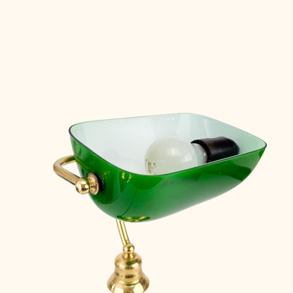Bankers Desk Lamp With Green Glass Shade Sunshine Thrift