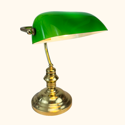 Bankers Desk Lamp With Green Glass Shade Sunshine Thrift