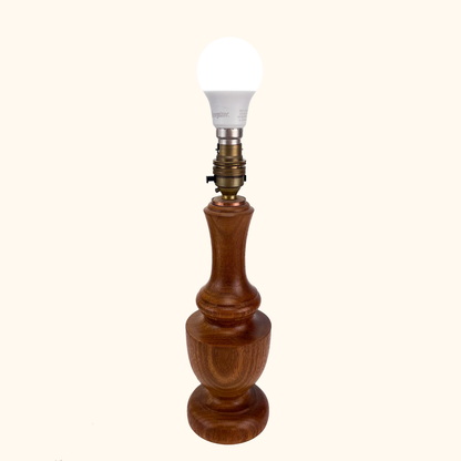 Vintage Oak Wood Turned Table Lamp Base Sunshine Thrift