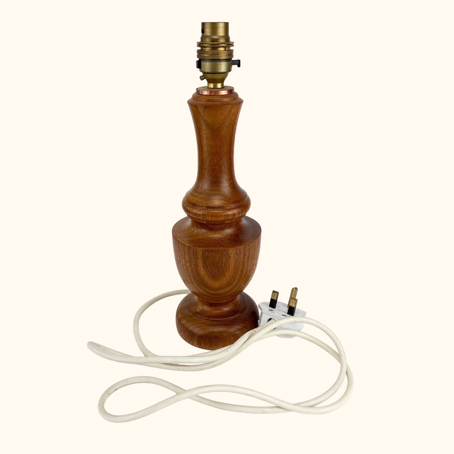 Vintage Oak Wood Turned Table Lamp Base Sunshine Thrift