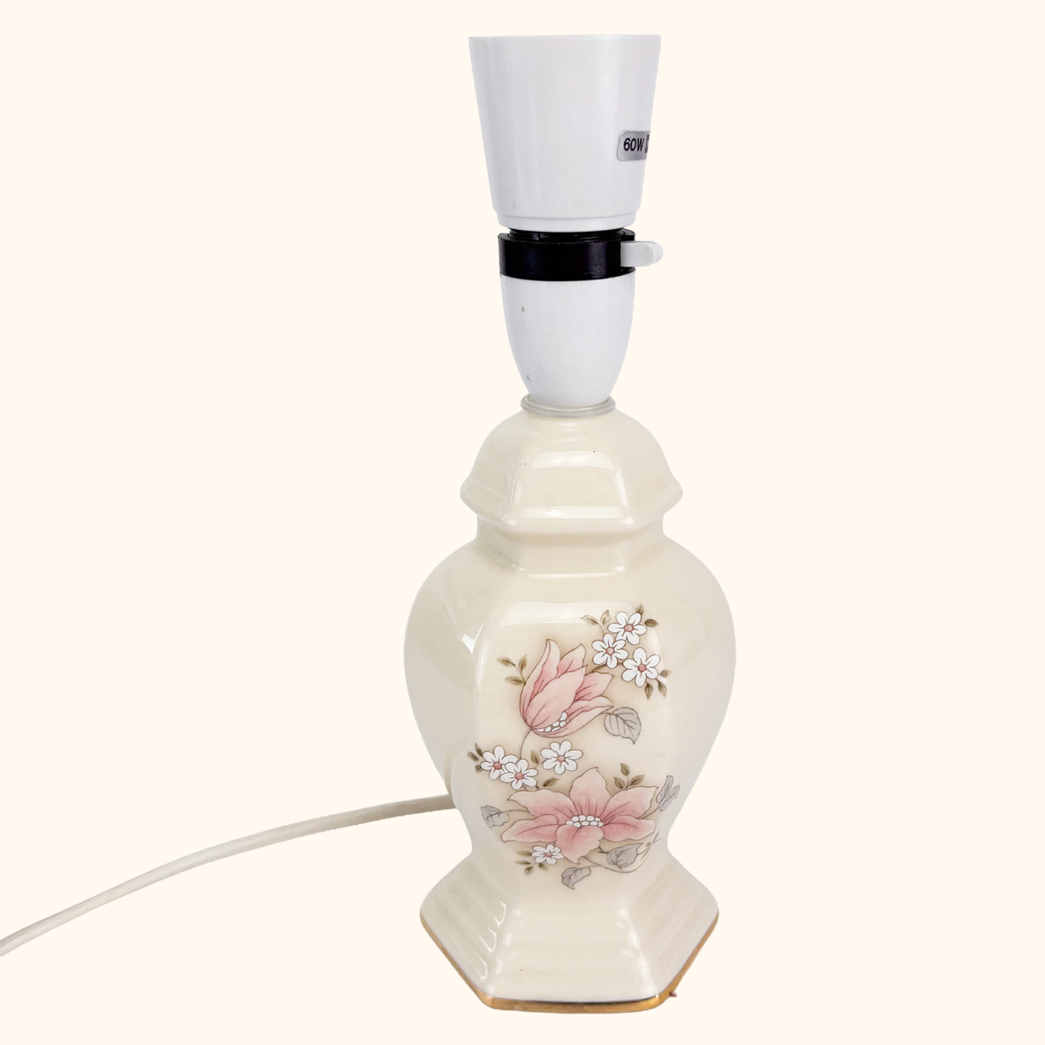 Small Ceramic Ginger Jar Floral Lamp Base Sunshine Thrift