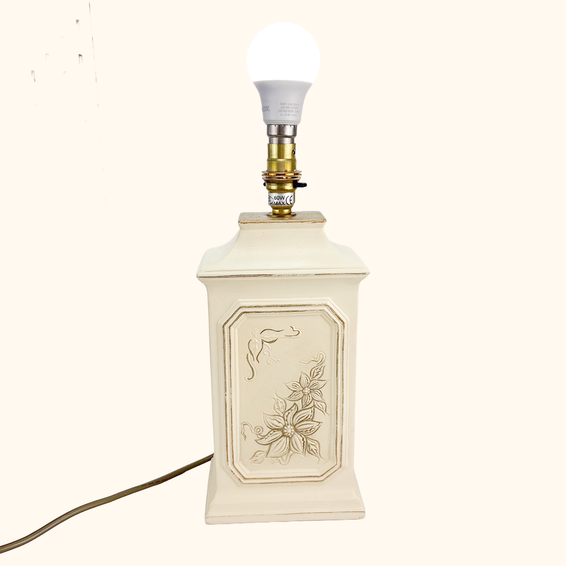 M&amp;S Floral Column Ceramic Table Lamp Base M&amp;S Home