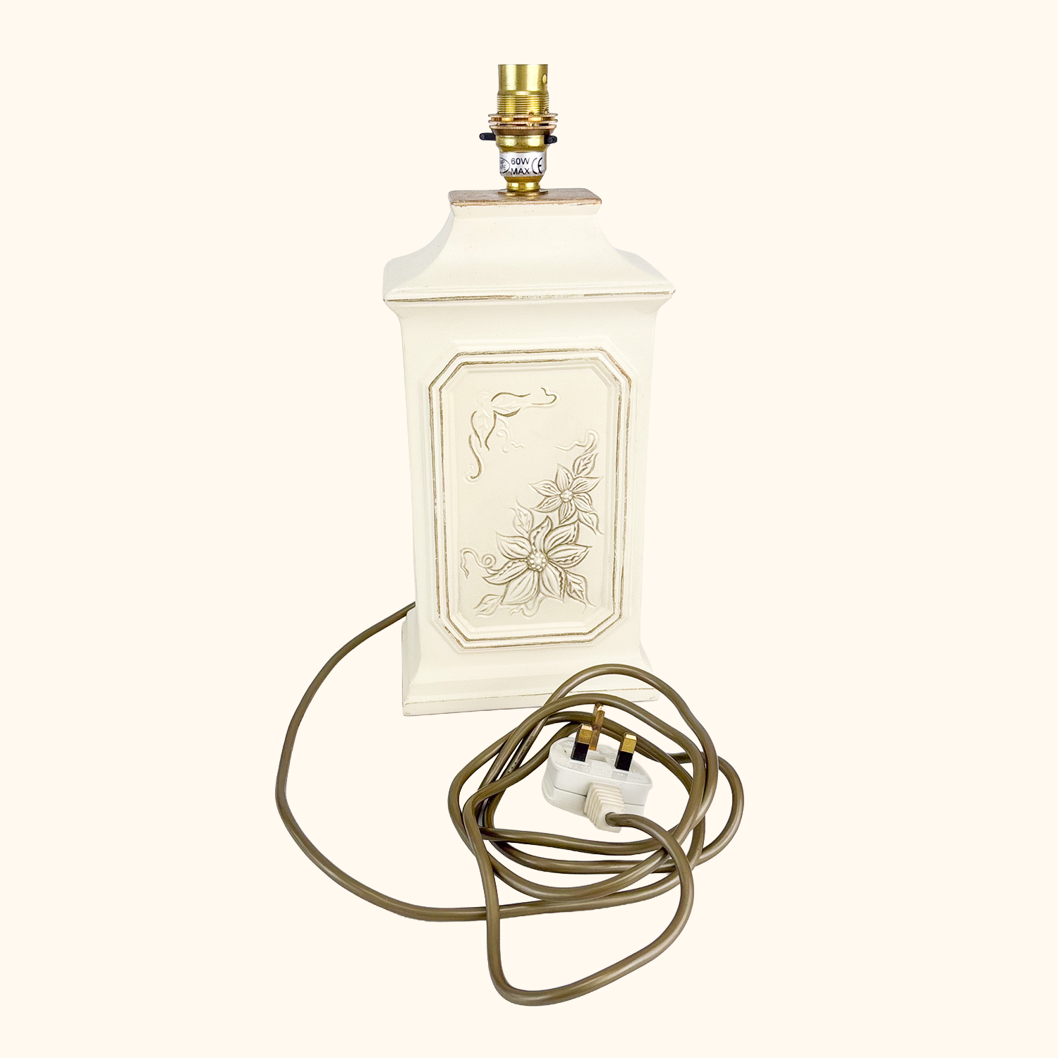 M&amp;S Floral Column Ceramic Table Lamp Base M&amp;S Home