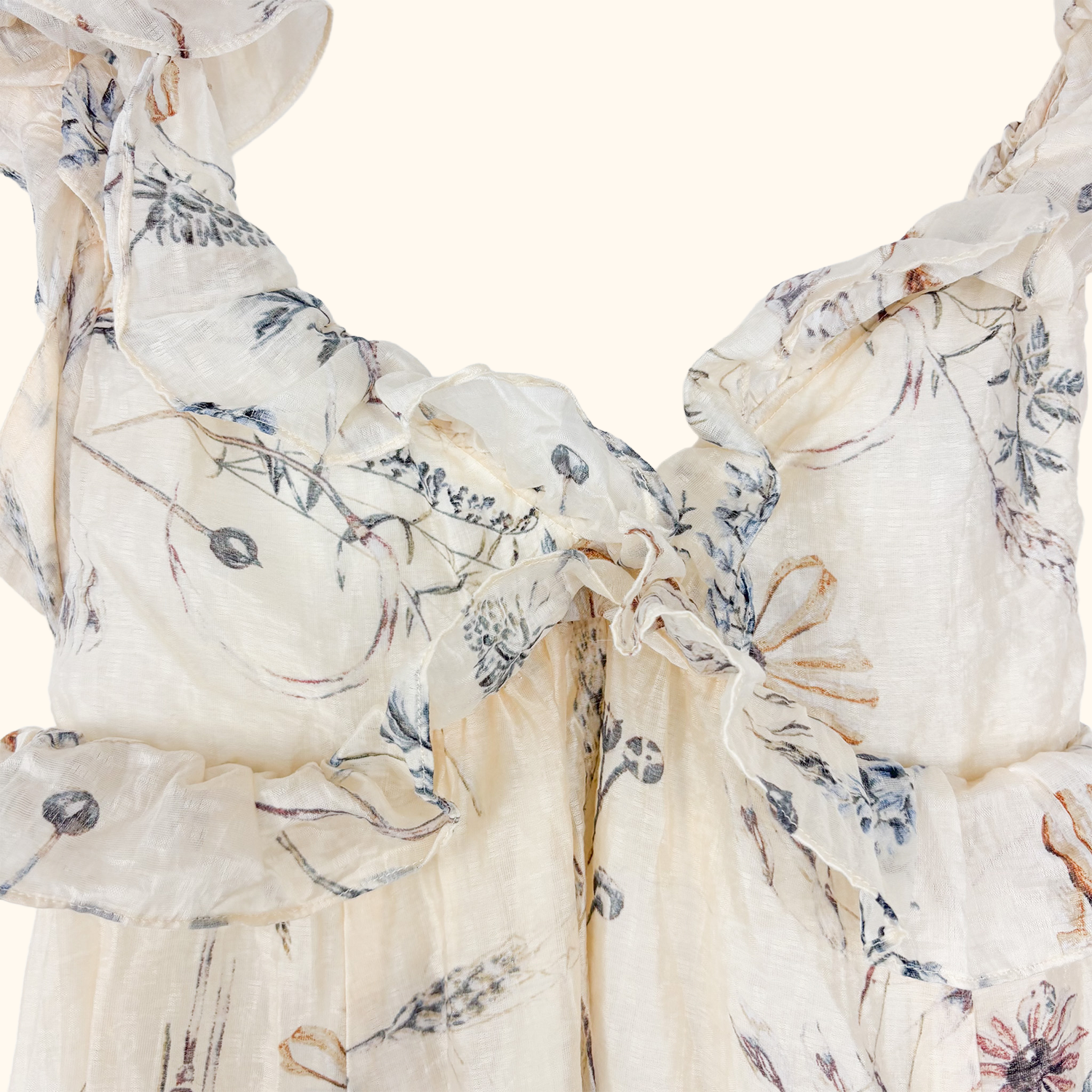 H&amp;M Cream Ruffle Backless Maxi Dress - Size Small H&amp;M
