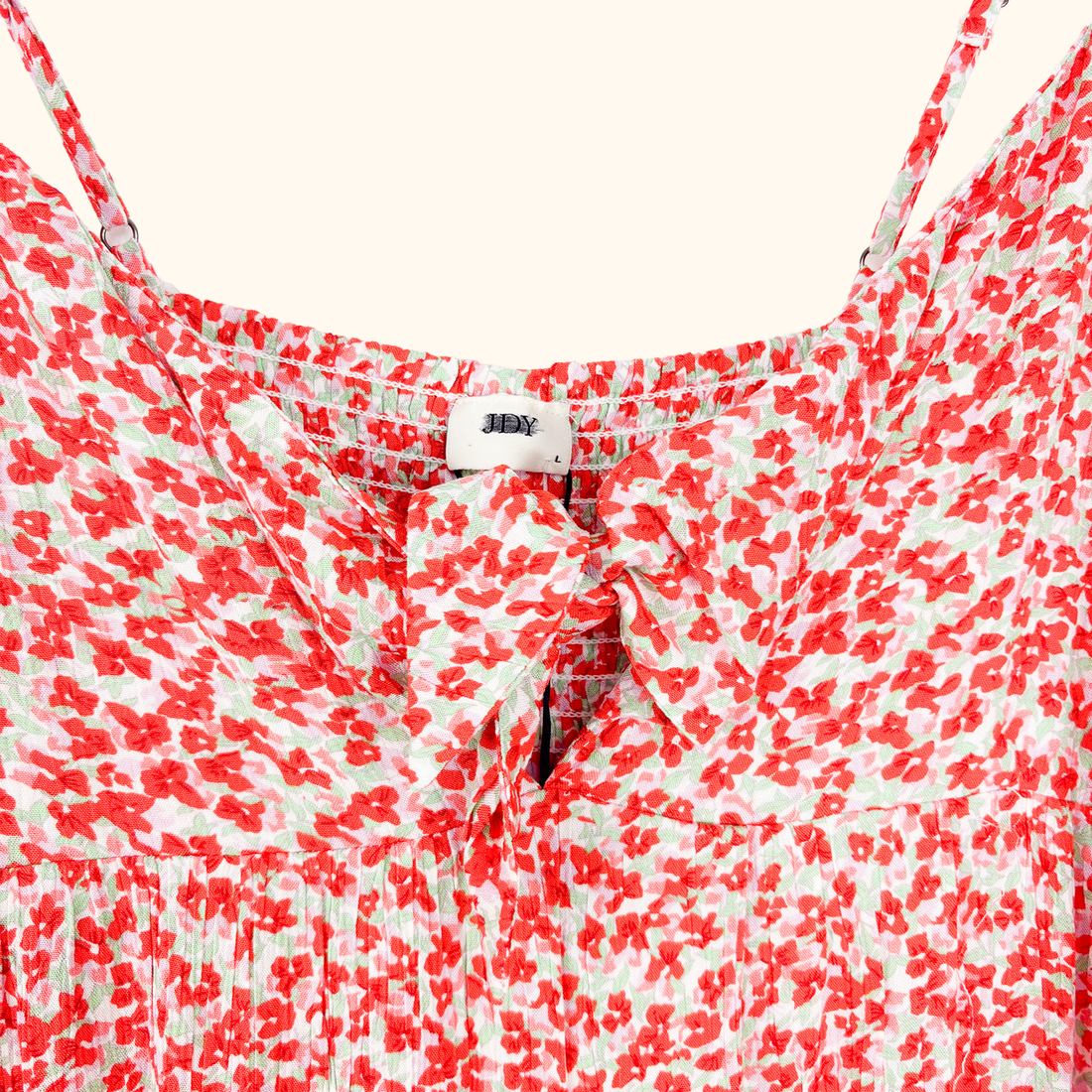 JDY Red Ditsy Floral Maxi Summer Dress - Size Large JDY