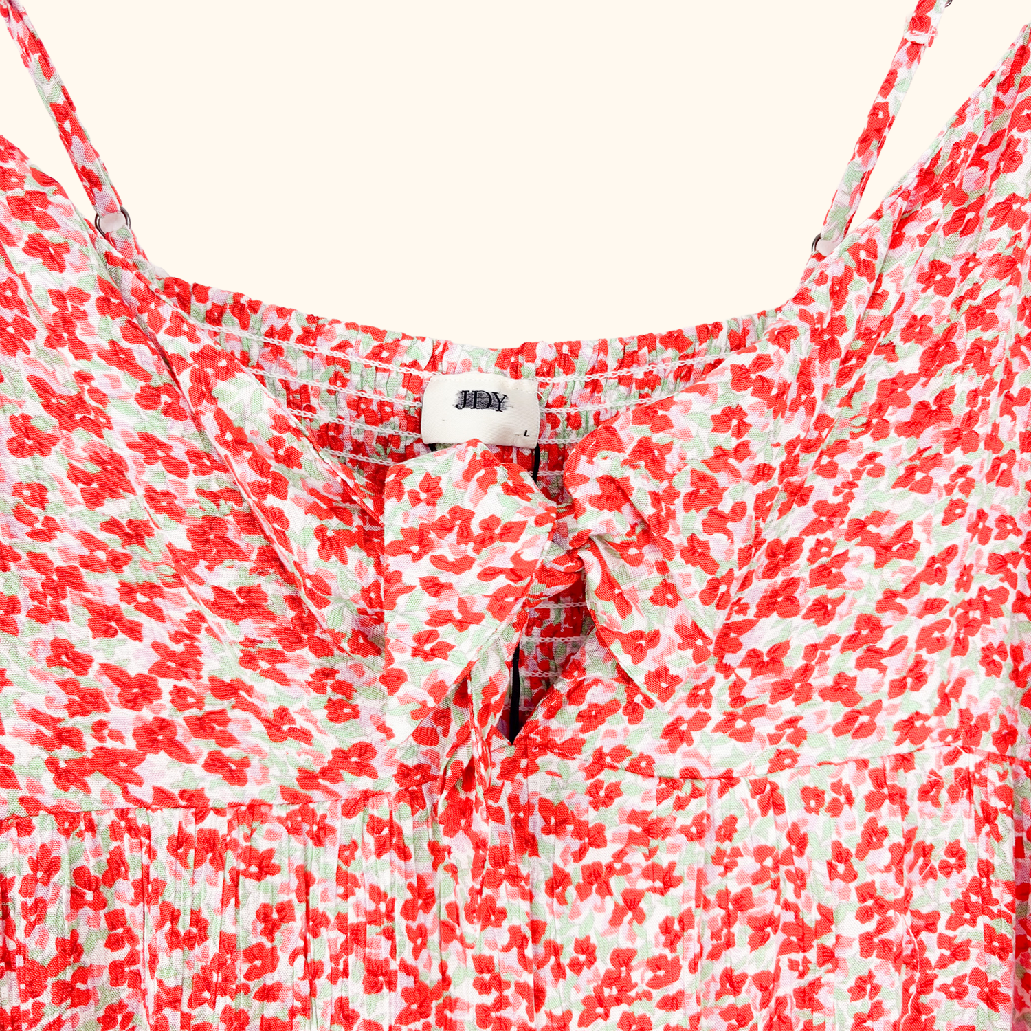 JDY Red Ditsy Floral Maxi Summer Dress - Size Large JDY