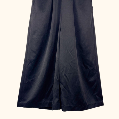 Whistles Black Sophia Satin Halter Neck Jumpsuit - Size 12 Whistles