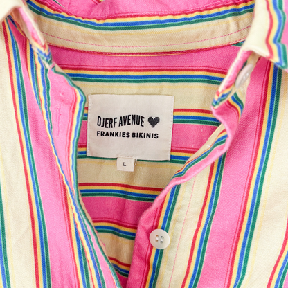 Djerf Avenue X Frankies Bikinis Striped Shirt - Size Large Djerf Avenue