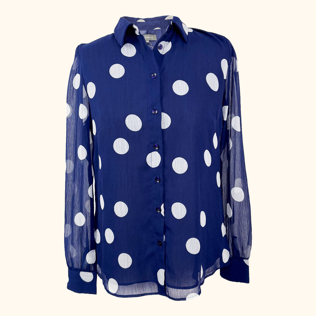 Sosandar Navy Polka Dot Shirt - Size 10 Sosandar