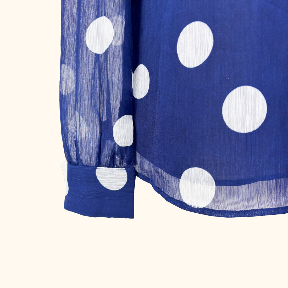 Sosandar Navy Polka Dot Shirt - Size 10