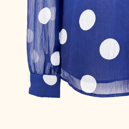 Sosandar Navy Polka Dot Shirt - Size 10 Sosandar