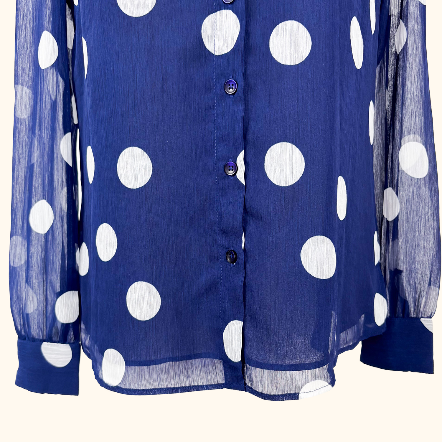 Sosandar Navy Polka Dot Shirt - Size 10 Sosandar