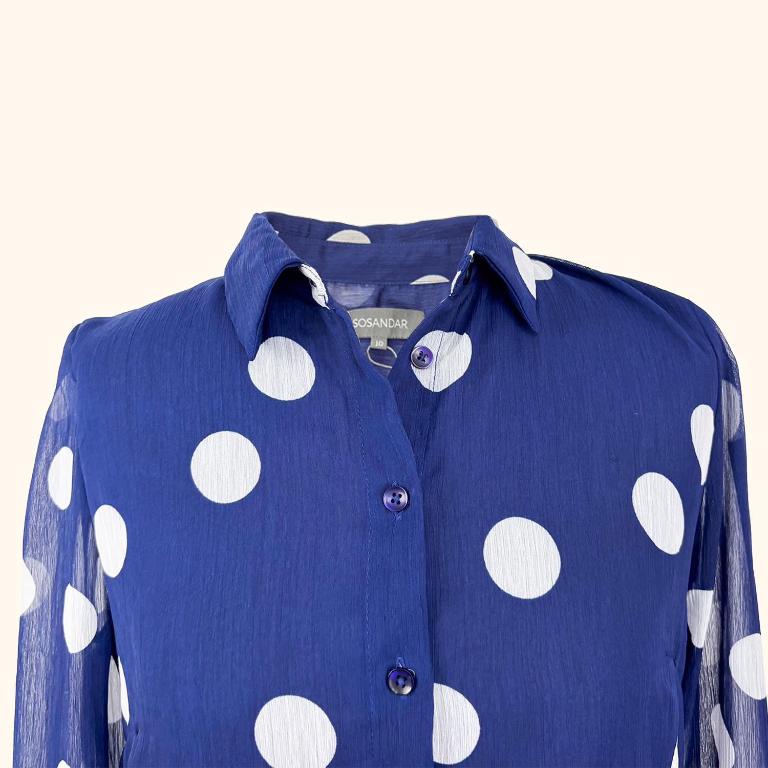 Sosandar Navy Polka Dot Shirt - Size 10 Sosandar