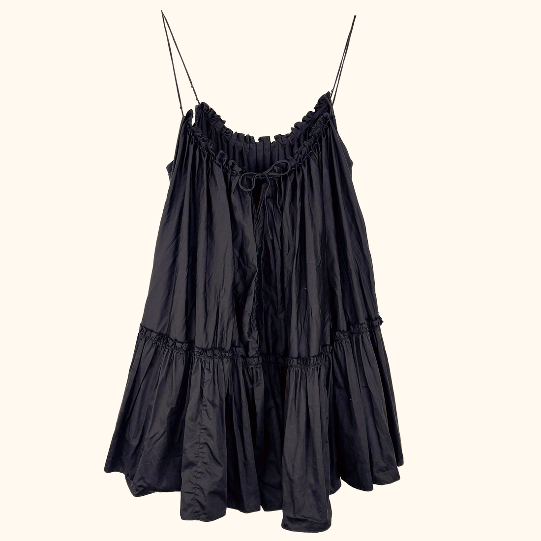 AJE Black Cotton Mini Swing Dress - Size 10 AJE