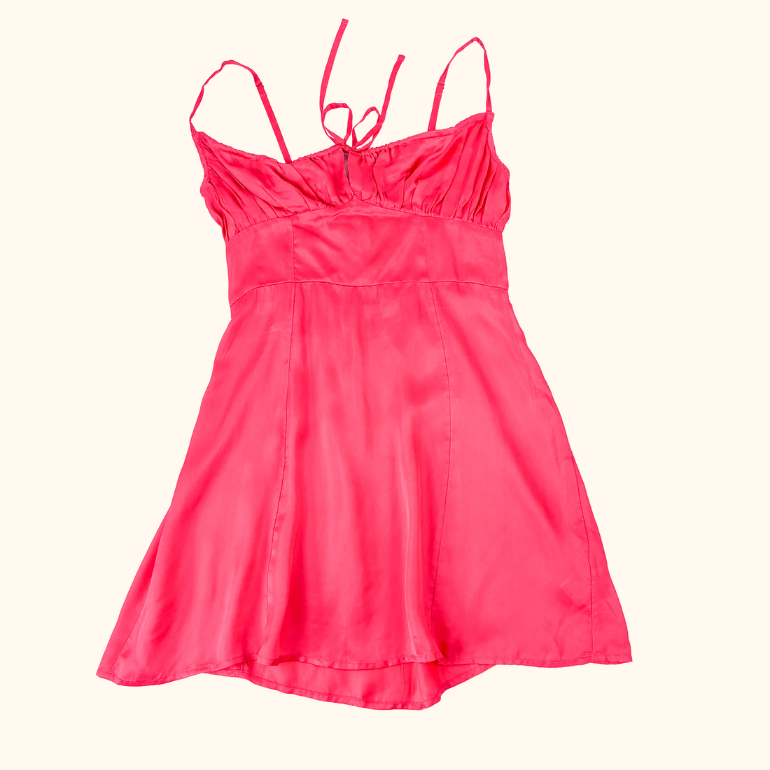 Urban Outfitters Hot Pink Satin Milkmaid Dress - Size Small Urban Outfitters