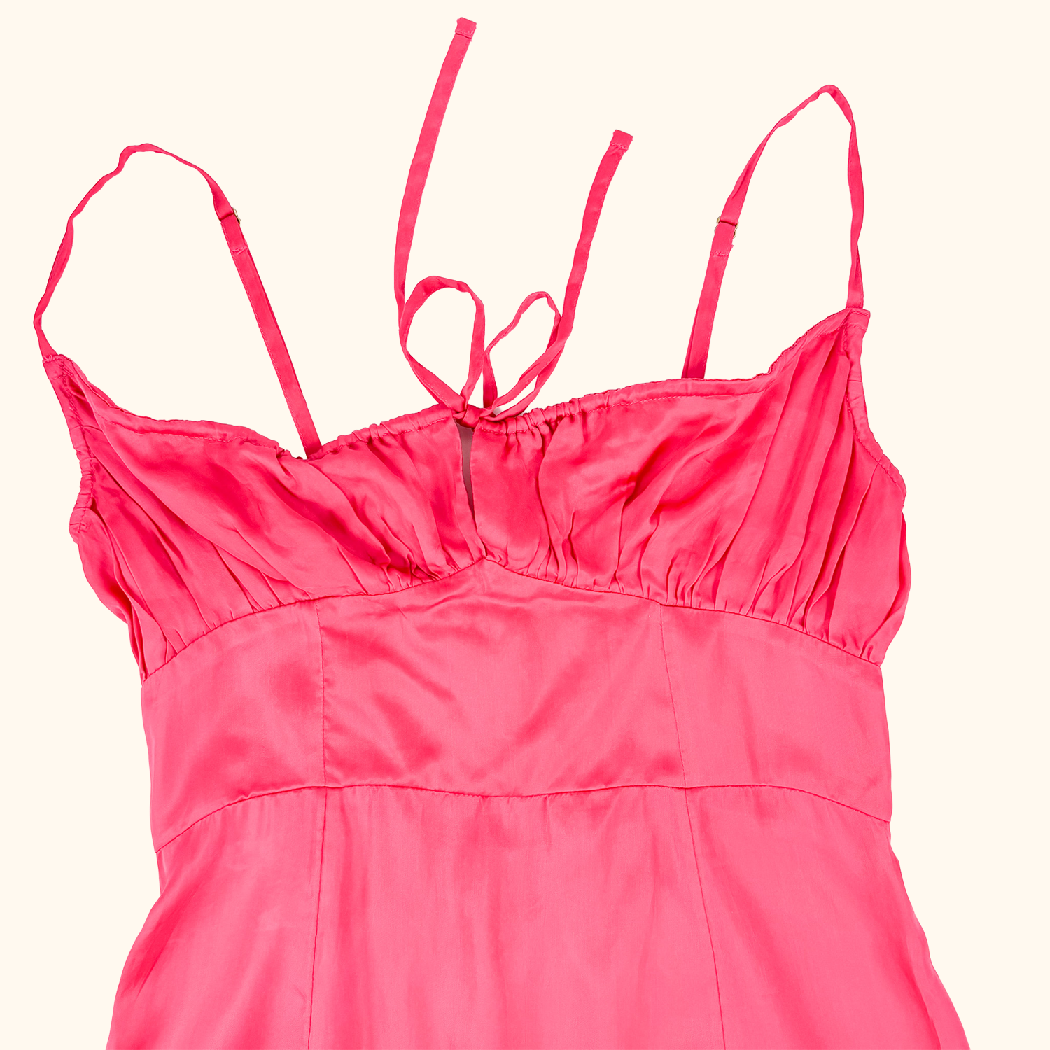 Urban Outfitters Hot Pink Satin Milkmaid Dress - Size Small Urban Outfitters