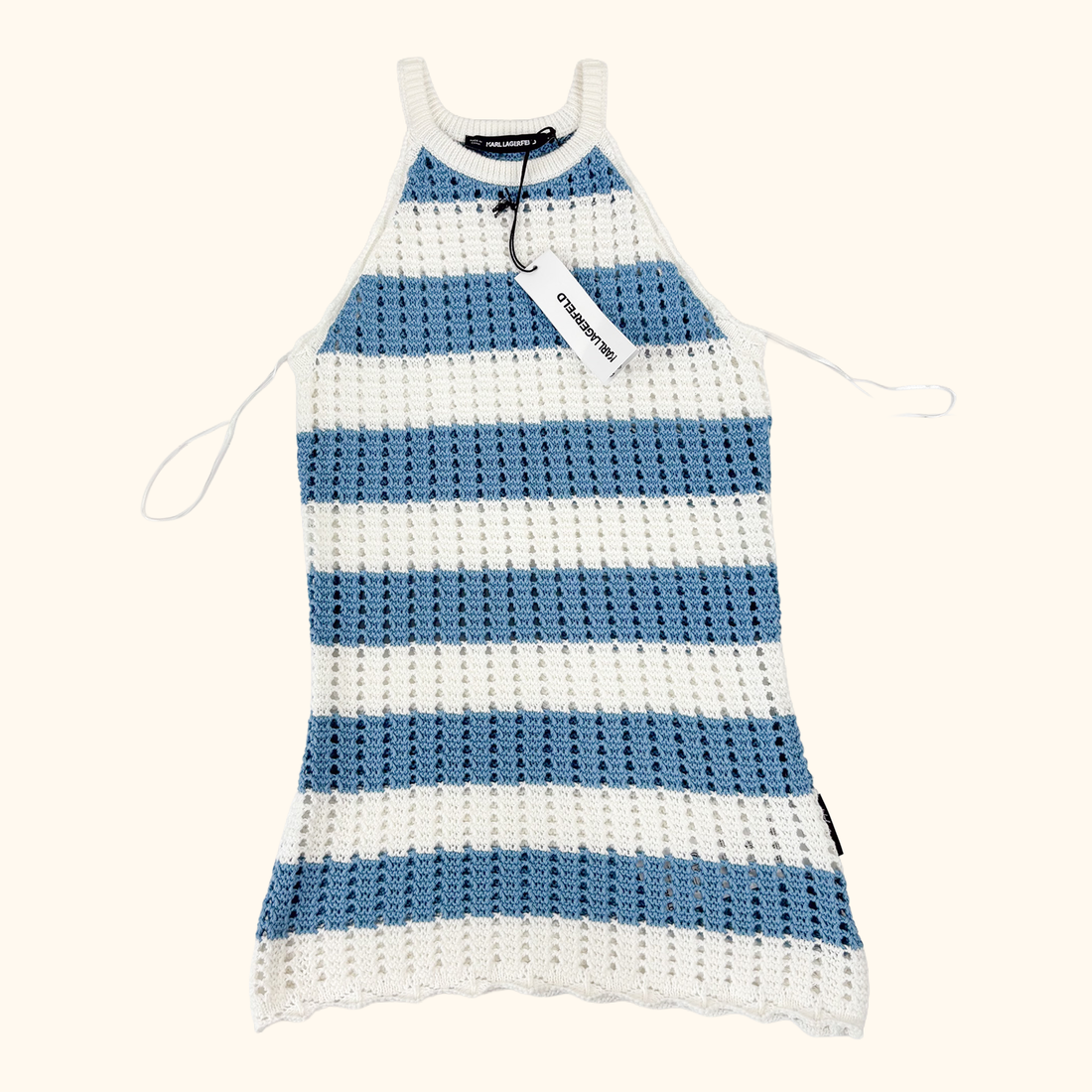Karl Lagerfeld Striped Crochet Tank Top - Size Small Karl Lagerfeld