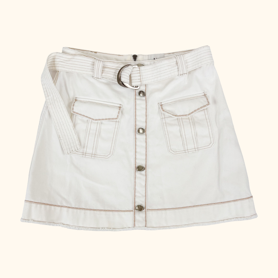 AJE Arlow Off White Denim Mini Skirt - Size 12 AJE