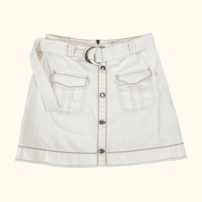 AJE Arlow Off White Denim Mini Skirt - Size 12 AJE