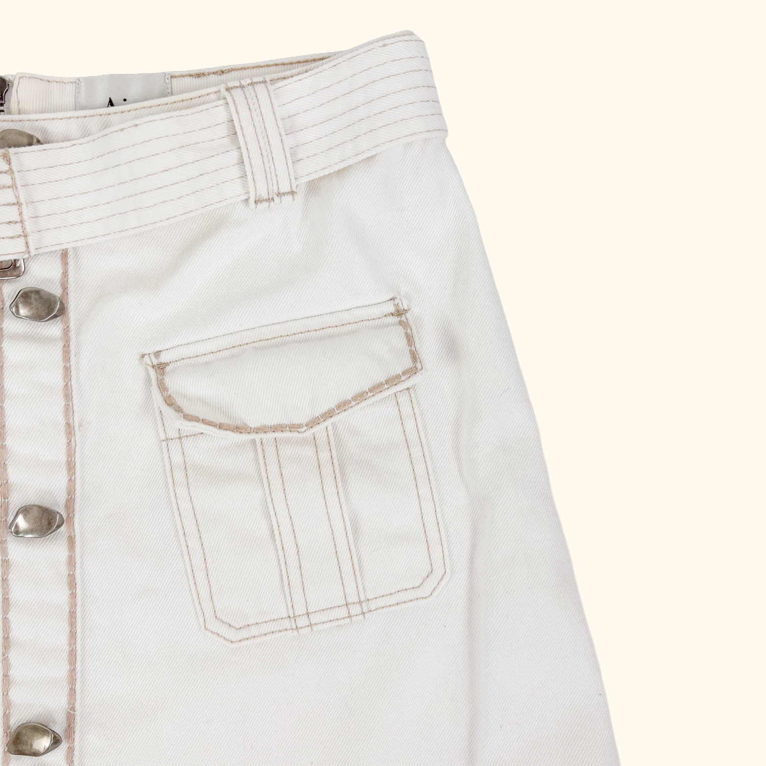 AJE Arlow Off White Denim Mini Skirt - Size 12 AJE