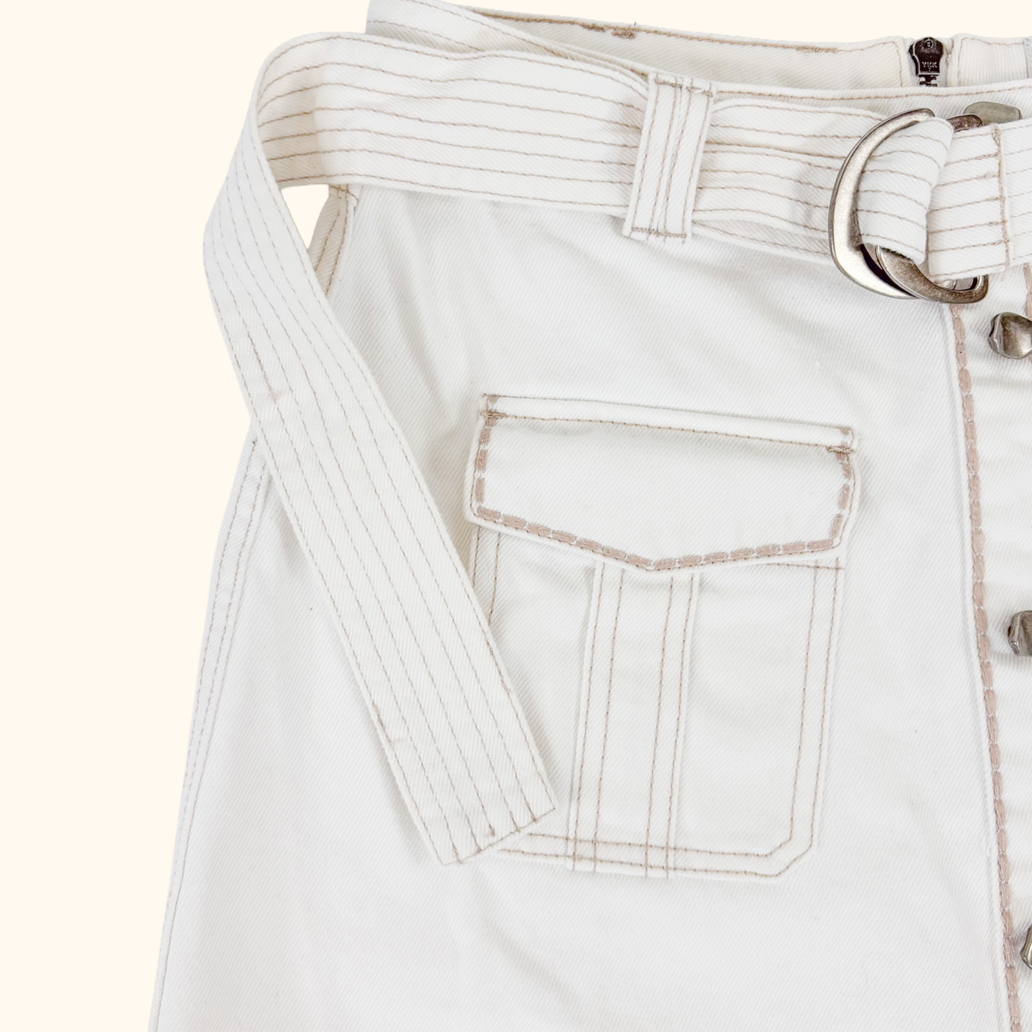 AJE Arlow Off White Denim Mini Skirt - Size 12 AJE