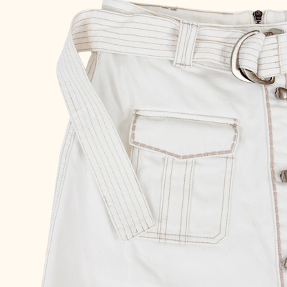 AJE Arlow Off White Denim Mini Skirt - Size 12 AJE