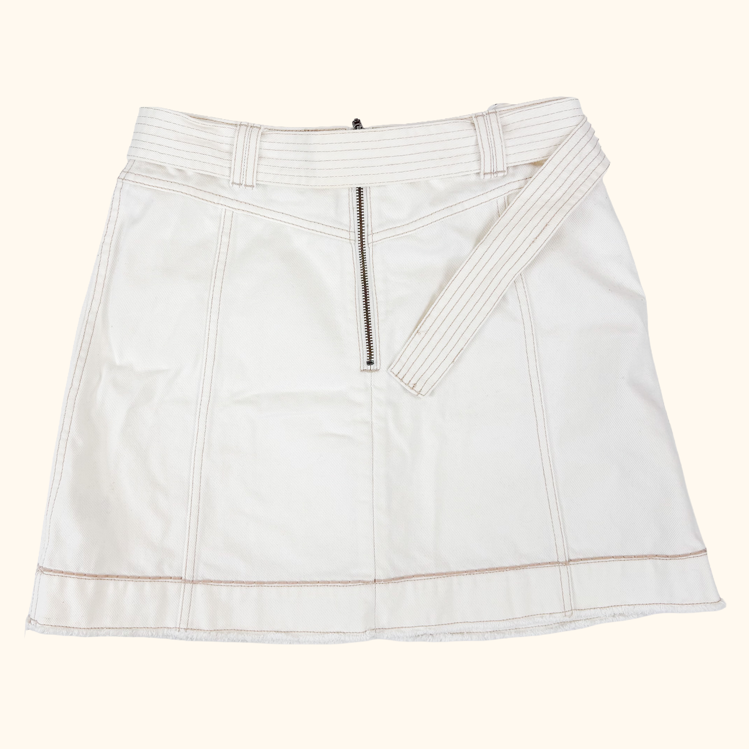 AJE Arlow Off White Denim Mini Skirt - Size 12 AJE