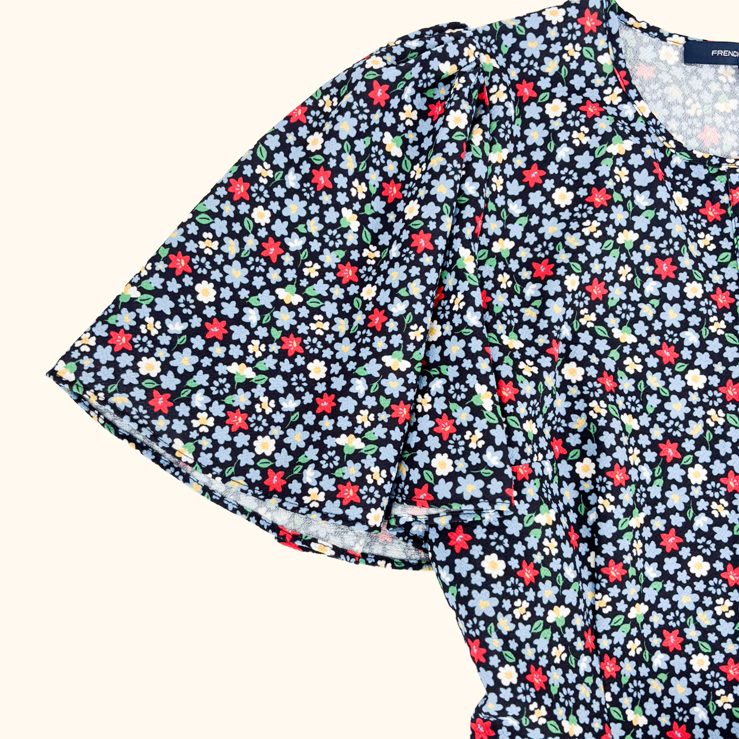 French Connection Navy Ditsy Floral Playsuit - Size 8 French Connection