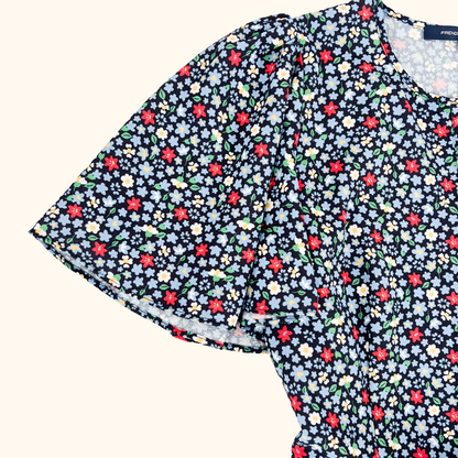 French Connection Navy Ditsy Floral Playsuit - Size 8 French Connection