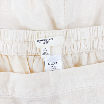 Next Cream Linen Blend Shorts - Size 10 Next