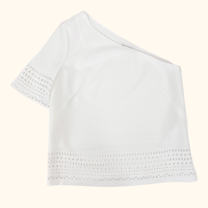 Whistles White One Shoulder Blouse - Size 12 Whistles