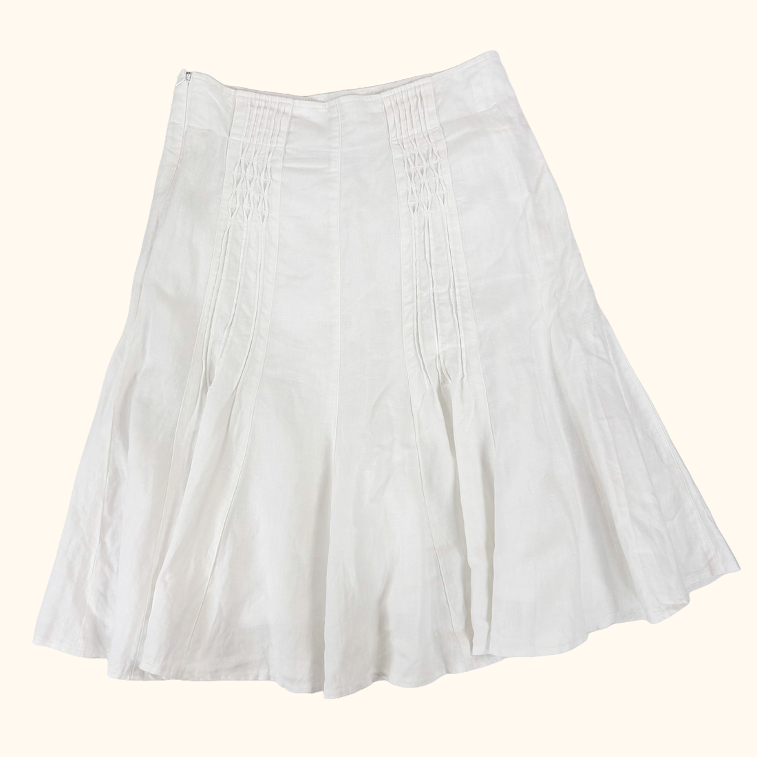 Lakeland White Linen Midi Skirt - Size 12 Lakeland