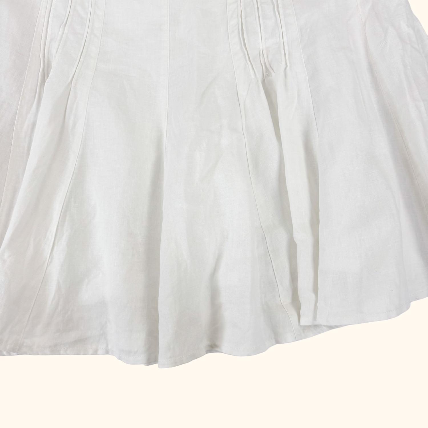 Lakeland White Linen Midi Skirt - Size 12 Lakeland