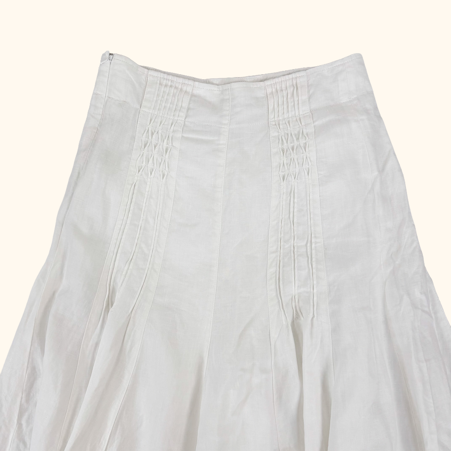 Lakeland White Linen Midi Skirt - Size 12 Lakeland