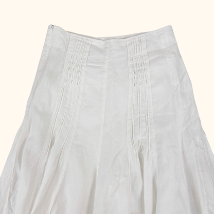 Lakeland White Linen Midi Skirt - Size 12 Lakeland