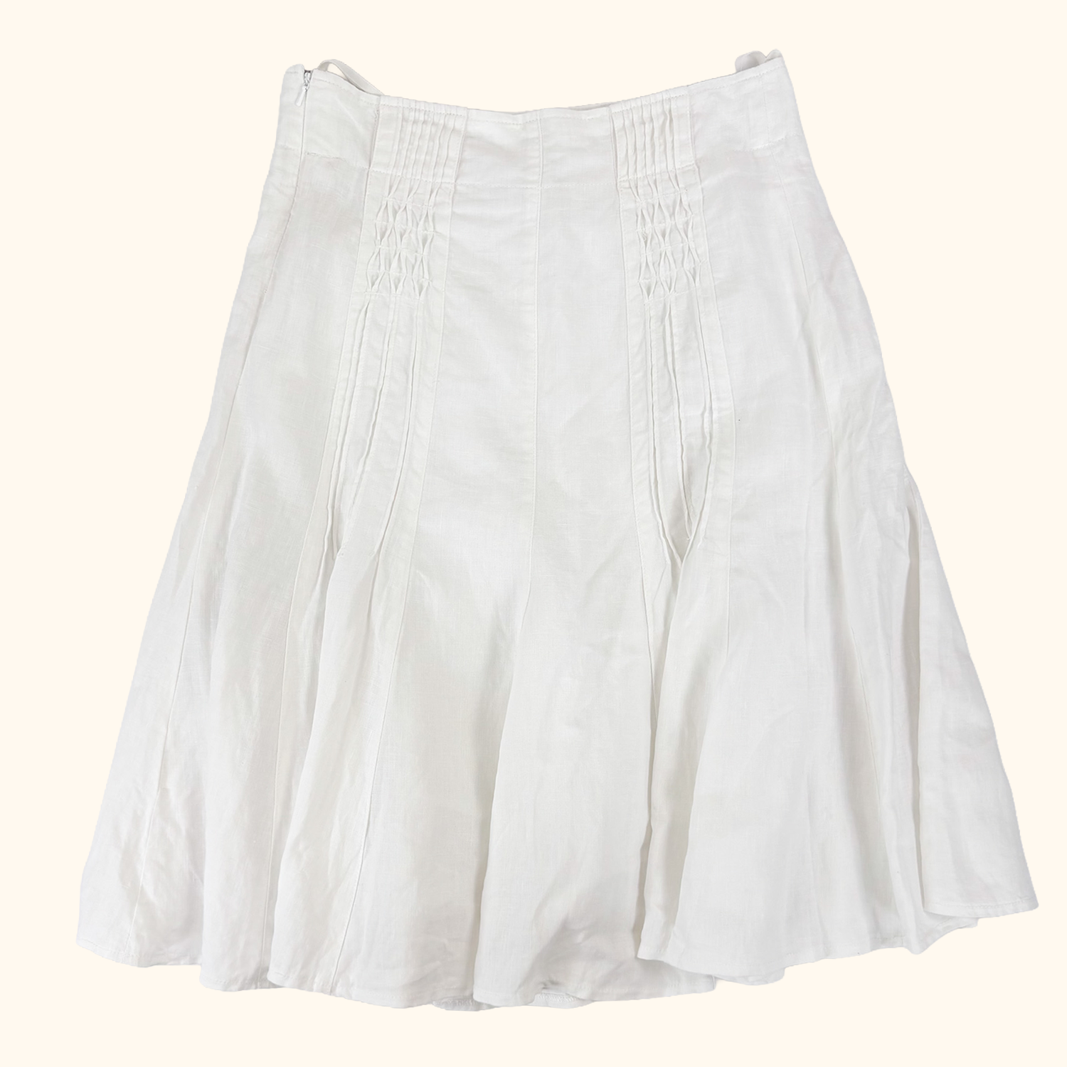 Lakeland White Linen Midi Skirt - Size 12 Lakeland
